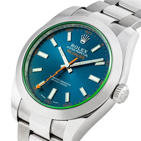 rolex milgauss blue dials|rolex milgauss 116400gv.